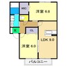 ソレジオ前里 2LDKの間取り