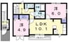 優美Ⅱ 2LDKの間取り