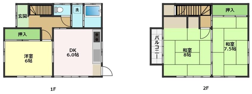 間取図 高知市電ごめん線・伊野線/鹿児駅 徒歩19分 築43年