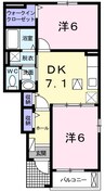 サニーレジデンスⅢ　Ｂ 2DKの間取り