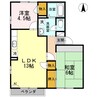 フジパレス高知 F棟 2LDKの間取り