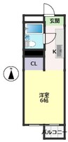 リヤンフォート･役知 1Kの間取り