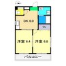 ラ・フルール 2DKの間取り