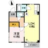 コーポ田野下 1LDKの間取り