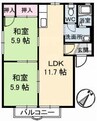 グリーンサイド湯山 2LDKの間取り