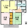 アムール C棟 2LDKの間取り
