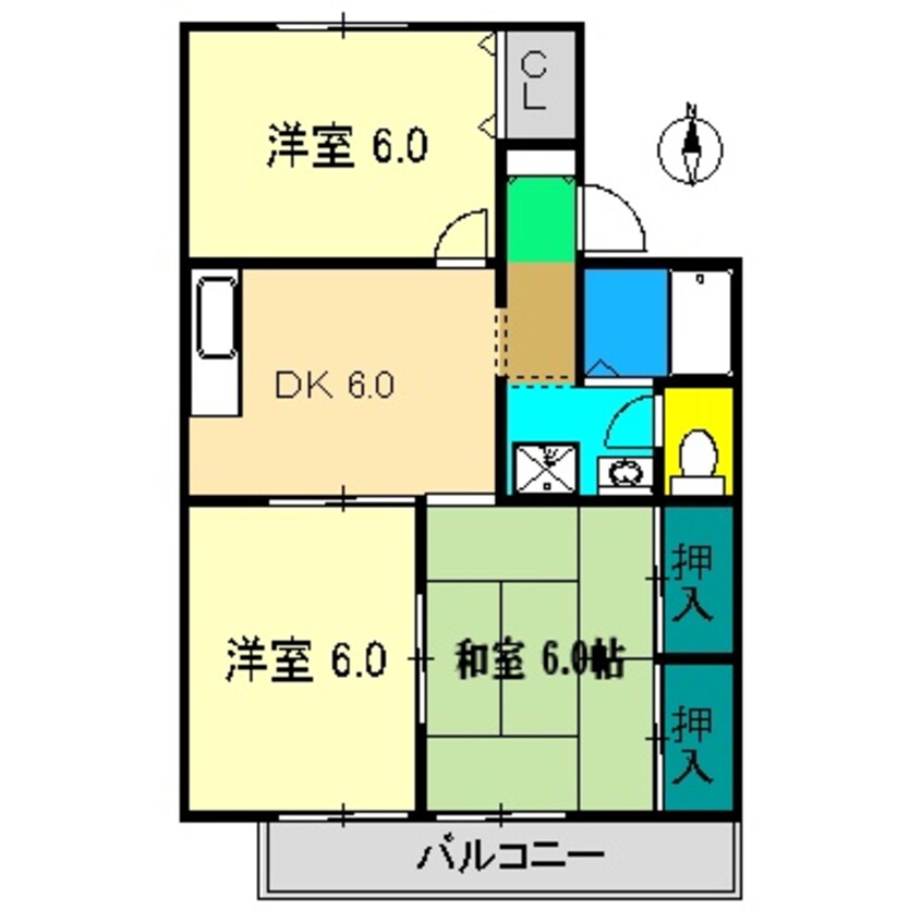 間取図 土讃線/土佐一宮駅 徒歩8分 2階 築28年