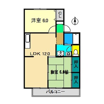 間取図 土讃線/土佐一宮駅 徒歩8分 2階 築28年