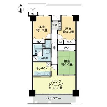 間取図 サーパス高須二番館