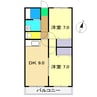 シティハイム種崎 2DKの間取り