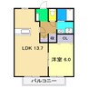 IVY COURT B棟 1LDKの間取り