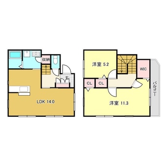 間取図 高知市電ごめん線・伊野線/鹿児駅 徒歩15分 1-2階 築7年