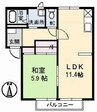 ファミール一柳 A棟 1LDKの間取り