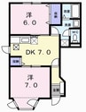 クレアールⅠ 2DKの間取り