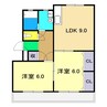 土讃線/薊野駅 徒歩12分 3階 築40年 2LDKの間取り