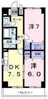 高そねマンション 2DKの間取り