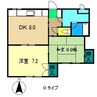 土讃線/入明駅 徒歩32分 3階 築28年 2DKの間取り