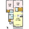 ヴァンヴェール大津 2LDKの間取り