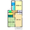 セジュールOK B棟 2DKの間取り