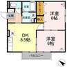フローラ初月 2DKの間取り