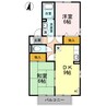 メナージュ B棟 2DKの間取り