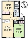メゾントランキル B棟 2LDKの間取り