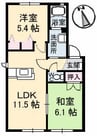 メゾントランキル B棟 2LDKの間取り