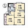 ラ・ベルターナⅡ C棟 3DKの間取り