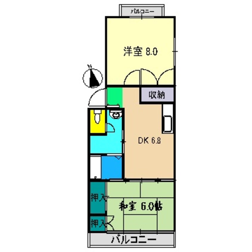 間取図 高知市電駅前線・桟橋線/桟橋通三丁目駅 徒歩5分 2階 築35年