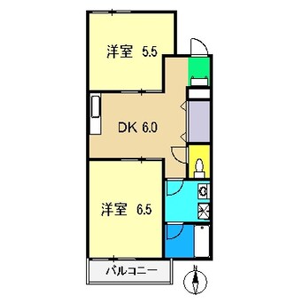間取図 高知市電ごめん線・伊野線/高須駅 徒歩2分 2階 築21年