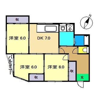 間取図 土讃線/入明駅 徒歩14分 2階 築21年