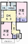 ハイム高岡　Ⅱ 2DKの間取り