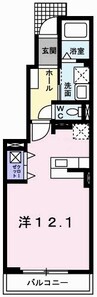 アンジュ・プロムナード 1Kの間取り