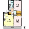 パストラル B棟 2DKの間取り