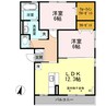 プランドール朝倉東町 2LDKの間取り