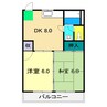 リバープール桟四 2DKの間取り