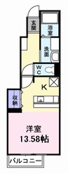 ガ－デンハウスやしろ　Ⅱ 1Kの間取り