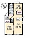 ラ・ベルターナⅡ A棟 2LDKの間取り