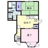 ハートフル 2DKの間取り