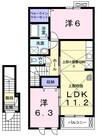 サニーレジデンスⅢ　Ｂ 2LDKの間取り