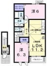サニーレジデンスⅢ　Ｂ 2LDKの間取り