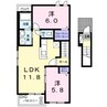 コントレイル　Ⅱ 2LDKの間取り
