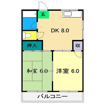 間取図 高知市電ごめん線・伊野線/東新木駅 徒歩5分 3階 築37年