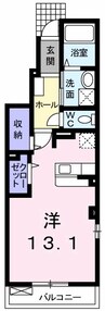 ハウス・パーシモン 1Kの間取り