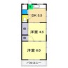 西泉荘 2DKの間取り