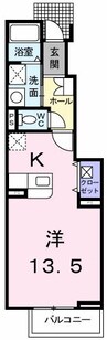 アルバ・ソ－レ　Ｂ 1Kの間取り