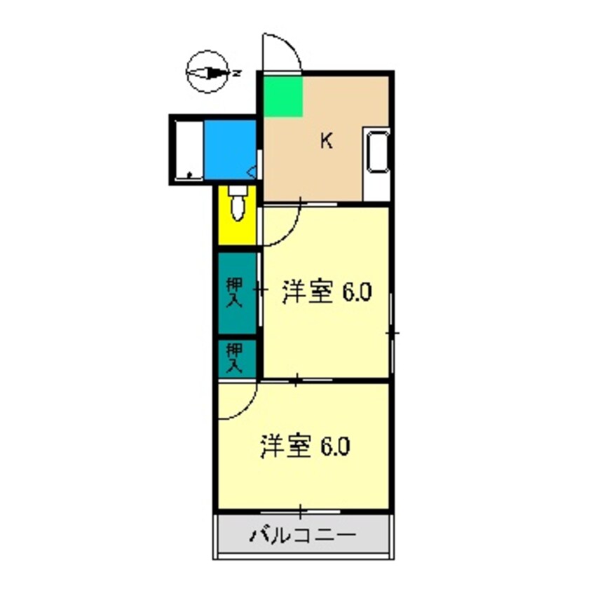 間取図 高知市電ごめん線・伊野線/舟戸駅 徒歩3分 2階 築34年