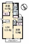 ラ・ベルターナⅡ B棟 2LDKの間取り