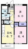エルディム枝川Ⅰ 2DKの間取り