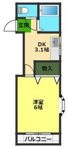 高知市電ごめん線・伊野線/東新木駅 徒歩6分 2階 築26年 1Kの間取り